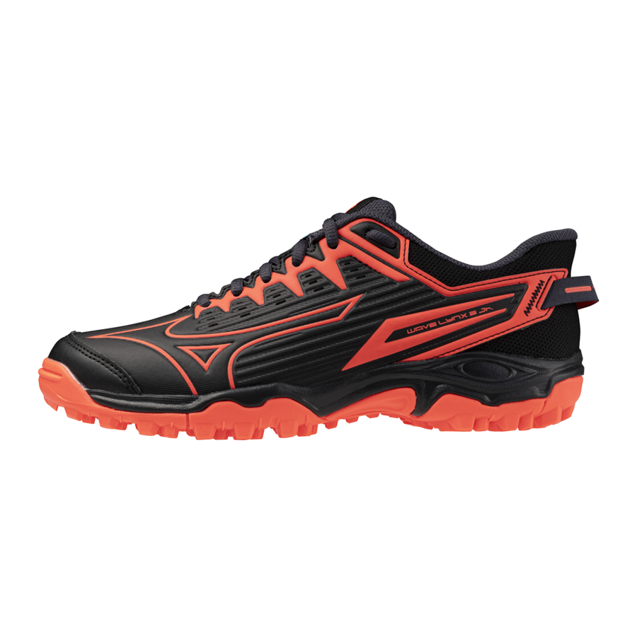 Mizuno WAVE LYNX 2 Jr. Black/Neon Flame/Peacock Blue